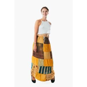 Boho Patchwork Skirt * Long Gypsy Hippie Tiered in 100% Silky Rayon * Maxi Full
